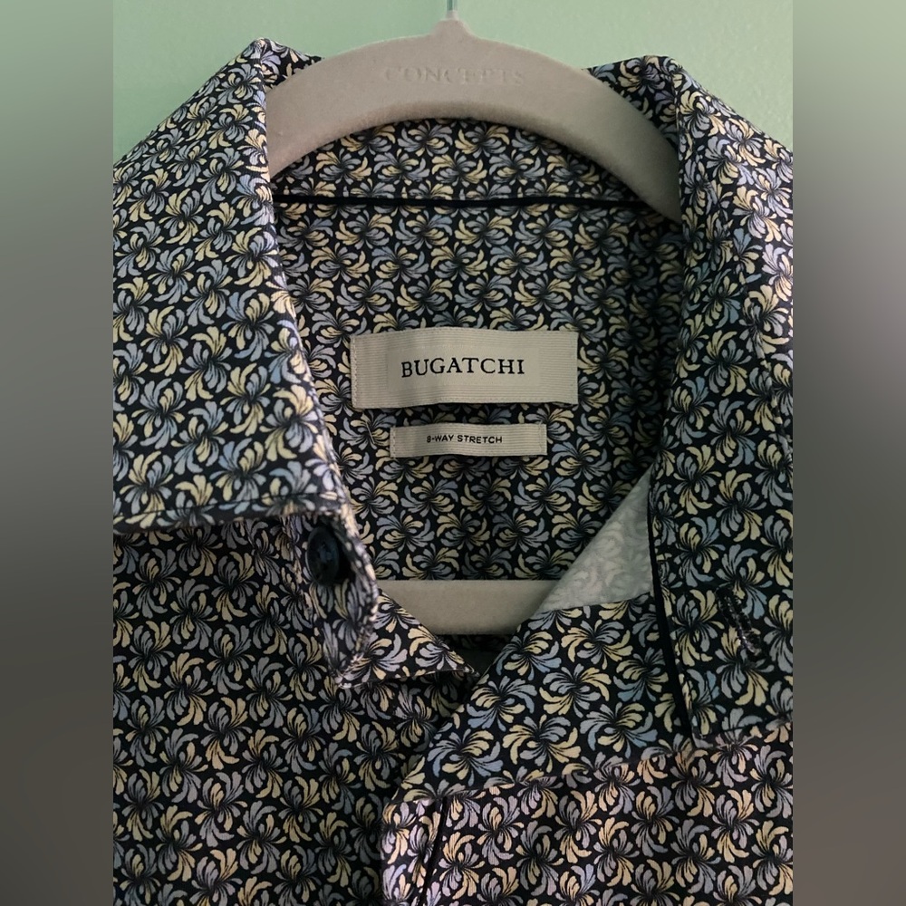 Bugatchi Navy and Cream Patterned Shirt